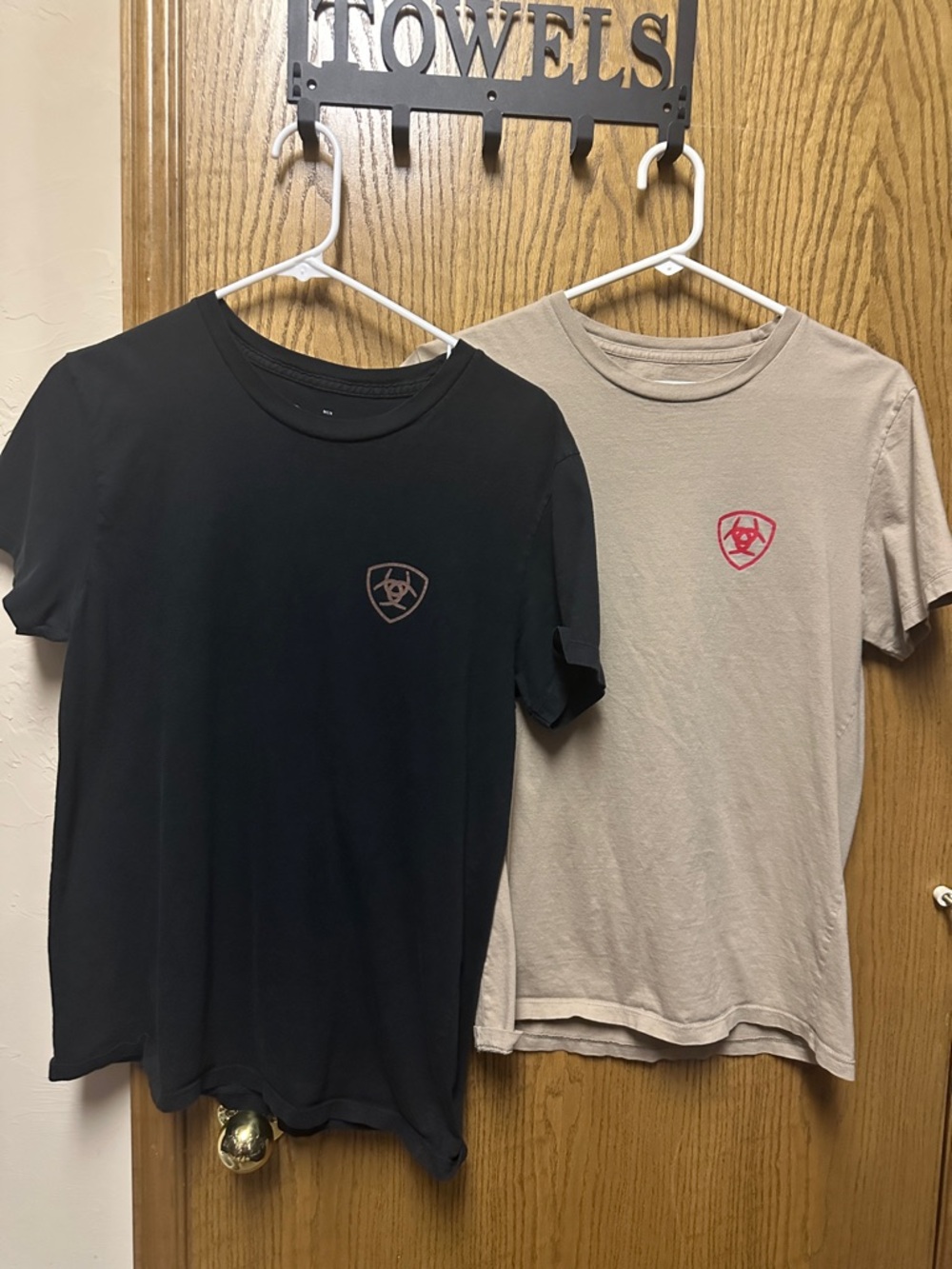 Lot of two Ariat Men's Crew Neck Tees - Black and Tan